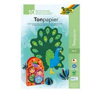 folia 603 - Bloc de papier de couleur 130 g/m², DIN A3, 10 feuilles, couleurs assorties en 10 couleurs, base idéale pour de nombreux travaux manuels tels que les photos de fenêtre, le scrapbooking, la fabrication de cartes