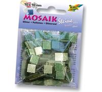 folia 61203 Tuile pour mosaïque, 10x10mm, 190 pièces, résine synthétique, mélange de paillettes, vert, vert (1 pièce)