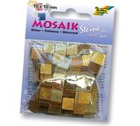 folia 61204 Tuile pour mosaïque, 10x10mm, 190 pièces, résine synthétique, mélange de paillettes, brun (1 pièce)
