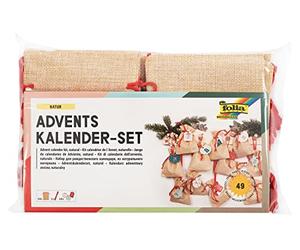 folia 63121 Calendrier de l'Avent avec sachets en Toile de Jute 2 m de Long, 24 sachets de 10 x 13 cm et 24 étiquettes à Chiffres pour Les Petites Surprises de l'Avent