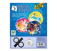 folia 6890/5 Lot de 5 lanternes Rondes Vierges en Carton Photo Noir Ø env. 19 cm Découpe de fenêtre env. 13,5 cm