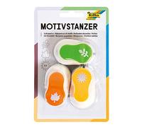 folia 7020 - Lot de 3 perforateurs à motifs, motif soleil, feuille d'érable et fougère