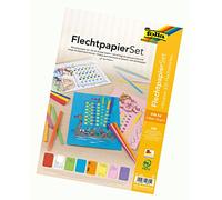 folia 70251 Lot de 24 Feuilles de Papier tressé DIN A4 avec 300 Bandes tressées 8 Couleurs Assorties, Coloré