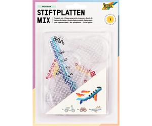 folia 73213 Ironing Beads Pin Plates Set Vehicles 3 Transparent Pegboards for Ir