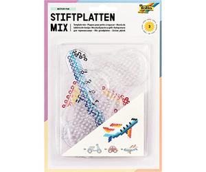 folia 73213 - Lot de 3 plaques à repasser transparentes pour perles à repasser d'un diamètre de 5 mm - Pour avion, scooter et voiture