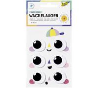 folia 750030 - Yeux branlants BASIC SIZE M, 6 yeux classiques de 3 cm de diamètre, en plastique, autocollants, pour décorer et orner
