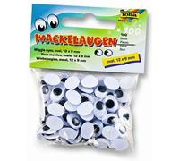 folia 751209 Yeux vacillants avec pupille mobile, ovale Ø 12x9mm, 100 pièces, blanc/noir (paquet de 100)