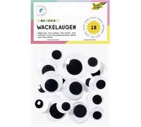 folia 7539 - Yeux branlants MIX SIZE M, 18 yeux classiques en plastique de 4 tailles, autocollants, pour décorer