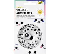 folia 7549 - Mélange d'yeux branlants BIG BOX, 200 yeux classiques en 6 tailles, y compris Ø 14 mm avec cils, autocollants, pour décorer et orner