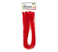 folia 77820 - Lot de 10 Fils chenillés Rouge Vif Diamètre 8 mm et 50 cm de Long, idéal pour Les Enfants pour bricoler et concevoir des Animaux, des Figurines et d'autres Formes
