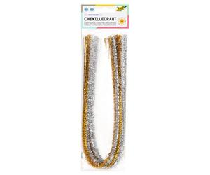 folia 77860/65 Lot de 10 Fils Chenille Doré et argenté Diamètre 8 mm Longueur 50 cm Idéal pour Les Enfants pour bricoler et créer des Animaux, des Figurines et d'autres Formes