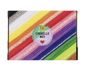 folia 778709 - Chenille Mix JUMBO BUNT, 700 cure-pipes en 13 couleurs y compris argent et irisé, 30cm x Ø 4-8 mm, fil chenille pour bricoler et décorer