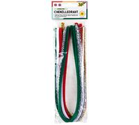 folia 77895 - Fil chenille - Lot de 10 cure-pipes - Couleurs de Noël - Diamètre : 8 mm et 50 cm de long - Idéal pour bricoler et créer des animaux, des figurines et d'autres formes