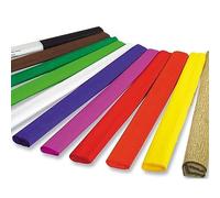 folia 82009 - Lot de 10 rouleaux de papier crépon de couleurs différentes, chaque rouleau d'environ 50 x 250 cm, 32 g/m², papier très élastique et fin, avec une surface inégale et rugueuse