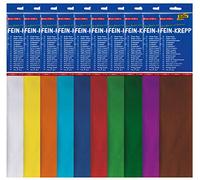 folia 82209 - Papier crépon, 10 couches de différentes couleurs, chaque couche environ 50 x 250 cm, 32 g/m², papier très élastique et fin, avec une surface inégale et rugueuse