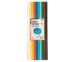 folia 82391 - Assortiment de 10 rouleaux de papier crépon - Assortiment basique de 10 rouleaux de différentes couleurs, chaque rouleau mesure environ 50 x 200 cm, papier très élastique et fin, avec une surface inégale et rugueuse