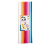 Folia 82393 - Assortiment de 10 Rouleaux de Papier crêpe de différentes Couleurs, Chaque Rouleau d'environ 50 x 200 cm, Papier très élastique et Fin, avec Une Surface inégale et Rugueuse
