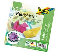 folia 8962 Lot de 500 feuilles de papier à plier 12 x 12 cm, 70 g/m², 10 couleurs intenses - Idéal pour le pliage du papier et pour d'autres travaux créatifs