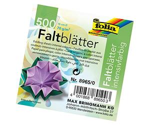 folia 8965/0 - Feuilles à Plier Rondes, diamètre 15 cm, 70 g/m², 500 Feuilles Assorties en 10 Couleurs - Idéal pour Plier et façonner de Magnifiques Figurines et Autres travaux créatifs