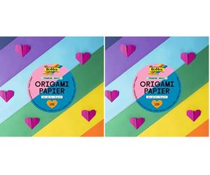 folia 89810 - Premium Feuilles à Plier, 70g/m², Basic, 10 x 10 cm, 100 Feuilles en 10 Couleurs différentes, pour bricoler, décorer et orner (Lot de 2)