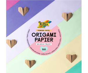 folia 89960 - Premium dépliants 70g/m², Pastell, 10 x 10 cm, 500 Feuilles en 10 Couleurs différentes, pour bricoler, décorer et orner