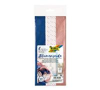 folia 90605 Lot de 6 feuilles de soie florale Bleu mélangé 50 x 75 cm 3 designs assortis Plié sur 12,5 x 25 cm Papier de soie pour décoration, emballage et bricolage