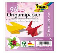 Folia 9100 Lot de 96 Feuilles à Plier Origami 10 x 10 cm, 80 g/m², Assorties en 12 Couleurs différentes - Idéal pour Le Pliage du Papier et pour d'autres travaux créatifs