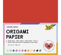 folia 9110 - Origami Papier DUO UNI BASIC, 10 x 10 cm, 80 g/m², 96 feuilles assorties en 12 couleurs, feuilles à plier DIY pour le pliage de papier et autres travaux manuels créatifs