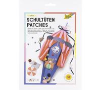folia 92213 - Patches pour cornets d'école CIRCUS, kit de décoration de 32 pièces comprenant des autocollants en forme de boules alvéolées et des patchs décoratifs, avec notice et pastilles adhésives