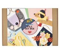 folia 9310 - Feutre DIY-Box Rainbow Edition, Set de Bricolage pour feutrer et Coudre, 36 pièces avec Laine à feutrer, plaques de Feutrine, Fil, Accessoires et Instructions