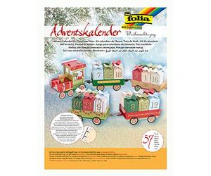 folia 9394 - Calendrier de l'Avent Train de Noël, kit de Bricolage 60 pièces avec Chemin de Fer prédécoupé et 24 Paquets Cadeaux à emboîter, idéal pour Les Petits Cadeaux de l'Avent