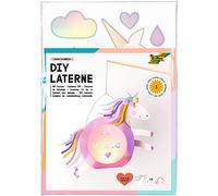 folia 94202 - Kit de bricolage lanterne SWEET RAINBOW, env. 10 x 23 x 33 cm - matériel de bricolage pour une lanterne, personnalisable en licorne ou arc-en-ciel