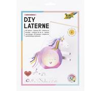 folia 94302-Lanterne Sweet Rainbow, env. 19 x 44 x 6 cm-Kit de Bricolage Lanterne Personnalisable en Licorne ou Arc-en-Ciel, avec lumière LED, 2 Piles et Patch adhésif, Paper, Multicolour, Set
