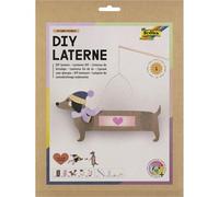 folia 94303-Lanterne DIY Autumn Friends, env. 8 x 45,5 x 8 cm-Kit de Bricolage Lanterne Personnalisable en Teckel ou en Suricate, avec lumière LED, 2 Piles et Patch adhésif, Paper, Multicolour, Set