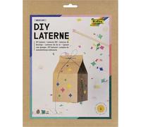 folia 95301-Lanterne Milky Way, env. 11 x 19,5 x 11 cm-Kit de Bricolage Lanterne Personnalisable en Brique de Lait avec étoiles, avec lumière LED, 2 Piles et Patch adhésif, Paper, Multicolour, Set