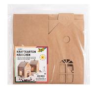 folia 973 - Maisonnette en carton kraft - Kit de bricolage pour 6 maisons (environ 11 x 11 x 19 cm chacune) en carton kraft marron non imprimé, qui peuvent être décorées individuellement