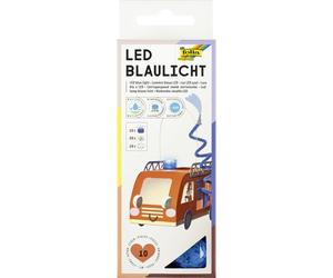 folia 989/10 - LED lumière bleue, 10 pièces avec ⌀ 3 x 2,3 cm, fréquence de clignotement de 3,4 Hz, résistant à l'eau, durée de fonctionnement jusqu'à 12h, 20 piles et 10 pastilles adhésives incluses