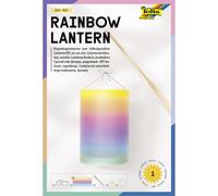 folia 996-1 - Rainbow Lantern DIY-KIT, env. Ø 15 cm x 22 cm - Kit de bricolage pour une lanterne aux couleurs de l'arc-en-ciel, avec lumière LED, 2 piles et pastille adhésive