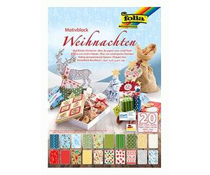 Folia Baker Ross Folia Bloc de Papier à Motifs Noël coloré