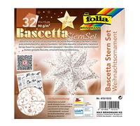 folia Bascetta 410/1515 Kit de décoration de Noël en forme d'étoile Blanc/cuivre 32 feuilles 15 x 15 cm Dimensions finies de l'étoile en papier env. 20 cm avec instructions détaillées (français non