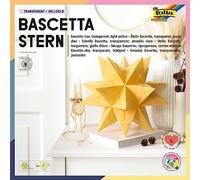 folia Bascetta 800/0707 Lot de 128 feuilles de papier transparent 7,5 x 7,5 cm, 115 g/m², diamètre de l'étoile env. 10 cm, avec instructions de montage (français non garanti) Blanc