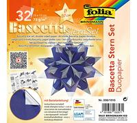 Folia Bascetta - Kit de bricolage étoile 'bleu/argent', 15x15cm - lot de 30 feuilles - diamètre étoile 20cm
