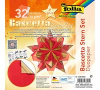 Folia Kit de bricolage Étoile Bascetta – 20×20×20 cm, Ø 30 cm – Rouge/Doré
