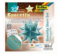 folia Bascetta Star Graphics 405/2020 Kit de loisirs créatifs Turquoise/cuivre 32 feuilles 20 x 20 cm Format fini de l'étoile en papier env. 30 cm avec instructions détaillées (français non garanti)