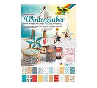 folia Bloc Magie hivernale, 20 Feuilles avec différents cartons à Motifs, 270 g/m², Environ 24 x 34 cm, Base pour de Nombreux travaux et idées de Bricolage, coloré, Set Pièces