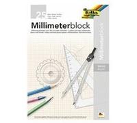 Folia – Bloc papier millimétré A3, 80 g/m², 25 feuilles – quadrillage rouge et blanc