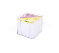 Folia Boîte à notes, transparente, 9 x 9 cm, robuste, avec environ 700 feuilles blanches