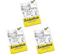 Folia Bring Homme 8103 - Bloc à dessin DIN A3 10 feuilles avec coins 120 g, Weiß (Lot de 3)