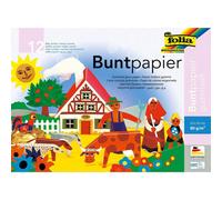 folia cahier de bricolage en papier brillant 230 x 250 mm couleurs assorties 12 feuilles 82 g/qm