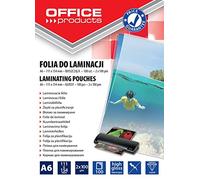 Folia do Laminowania OFFICE PRODUCTS A6 2x100mikr Błyszcząca 100szt Transparentna/Prezentacja/Typ-do Laminowania/Rodzaj-Błyszcząca/Materiał-Plastik/Kolor-Transparentny/Grubość (mm)-2x100µm